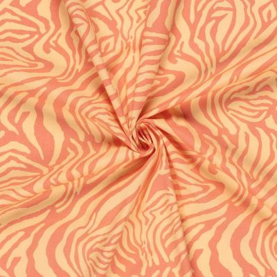 Tissu Coton extensible Psyché Pop jaune pâle sur fond Orange - Par 10 cm