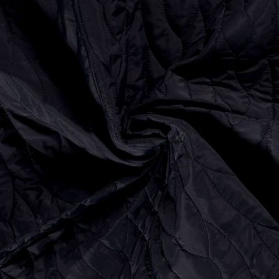 Tissu Matelassé réversible Lignes abstraites sur fond Bleu marine - Par 10 cm