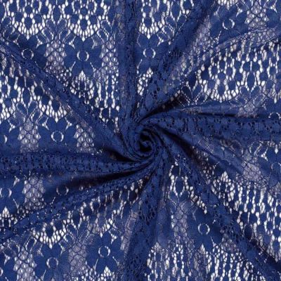 Tissu Dentelle Coton mélangé uni Bleu roi - Par 10 cm