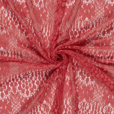 Tissu Dentelle Coton mélangé uni Rouge - Par 10 cm
