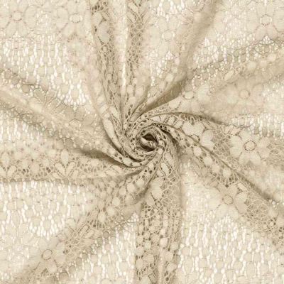 Tissu Dentelle Coton mélangé uni Beige - Par 10 cm