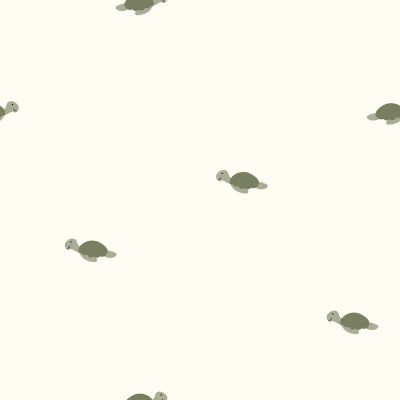 Tissu Jersey Coton LittleBird Tortues vertes sur fond Ecru - Par 10 cm