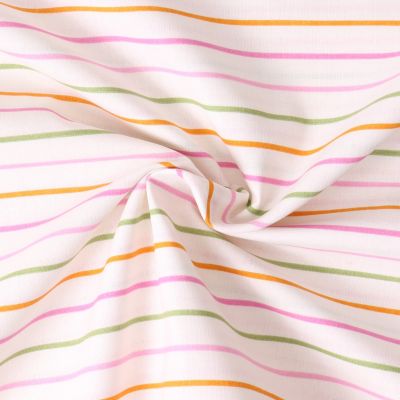 Tissu Popeline de Coton  rayures Lindsay sur fond Ecru - Par 10 cm