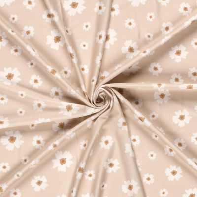 Tissu Maillot de bain UPF50 recyclé Fleuris sur fond Rose pâle - Par 10 cm