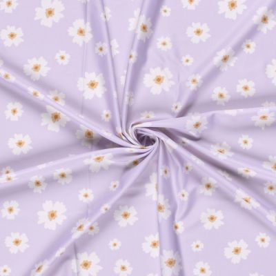Tissu Maillot de bain UPF50 recyclé Fleuris sur fond Lilas - Par 10 cm