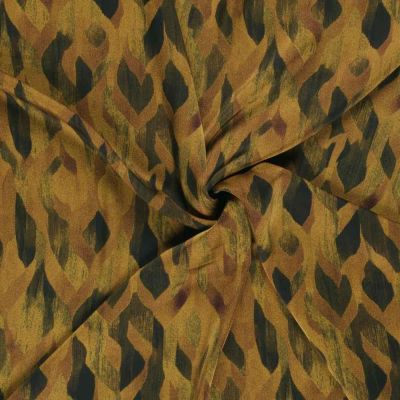 Tissu Satin Duchesse Arsinoé motif abstrait Noir sur fond Bronze - Par 10 cm