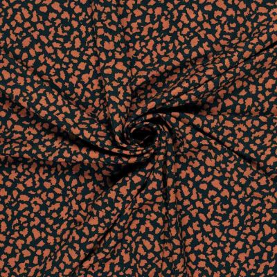 Tissu Crêpe de Viscose Séléné moucheté Rouille sur fond Noir - Par 10 cm