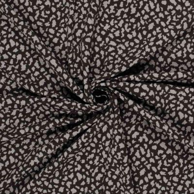 Tissu Crêpe de Viscose Séléné moucheté Gris ardoise sur fond Noir - Par 10 cm