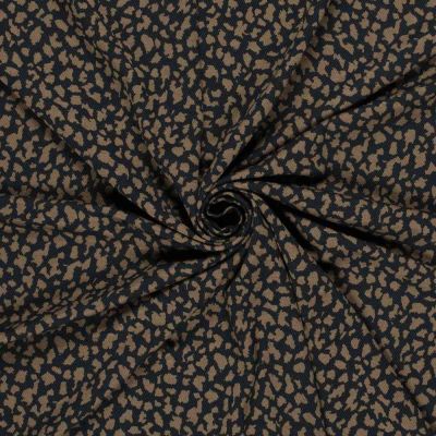Tissu Crêpe de Viscose Séléné moucheté Camel sur fond Noir - Par 10 cm