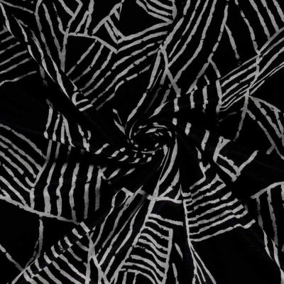 Tissu Jersey Viscose Zénaïde nervures Grises sur fond Noir - Par 10 cm