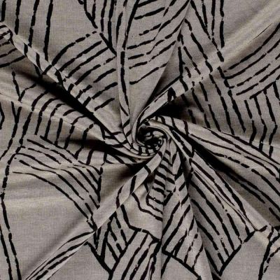 Tissu Jersey Viscose Zénaïde nervures Noires sur fond Grège - Par 10 cm