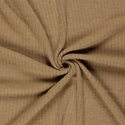 Tissu Jersey cotêlé uni Isandra Camel - Par 10 cm
