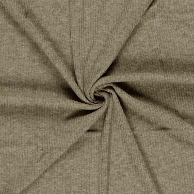 Tissu Maille côtelé Céliane uni  pailleté  Vert kaki - Par 10 cm