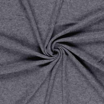 Tissu Maille côtelé Céliane uni  pailleté  Bleu ardoise - Par 10 cm