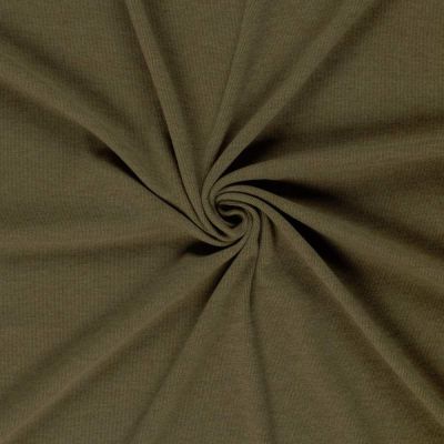 Tissu Jersey maille lourde Stefi gratté uni Vert kaki - Par 10 cm