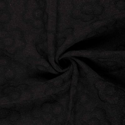 Tissu Jacquard maille lourde Chloé Fleuris sur fond Gris anthracite - Par 10 cm