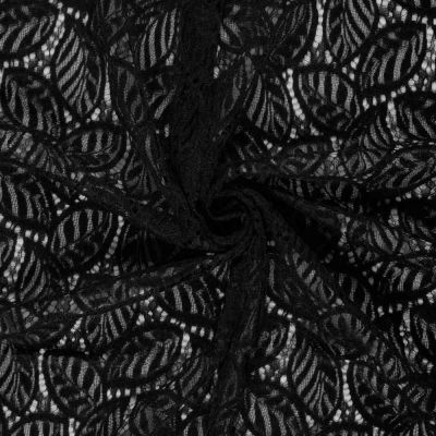 Tissu maille légère chenille ajourée Noir - Par 10 cm