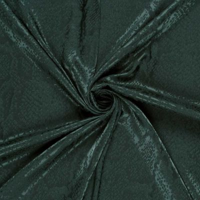 Tissu Jacquard satiné aspect  serpent sur fond Vert foncé - Par 10 cm