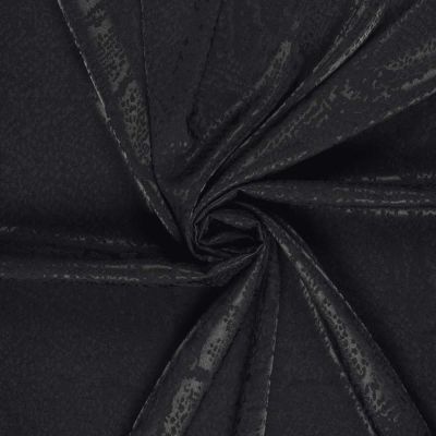 Tissu Jacquard satiné aspect  serpent sur fond Noir - Par 10 cm