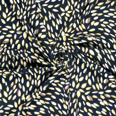 Tissu jersey Milano maille lourde Ponte di Roma Fleuris sur fond Bleu marine - Par 10 cm