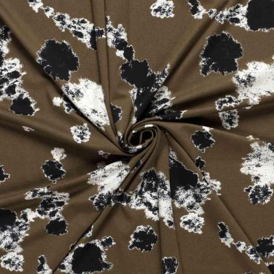 Tissu Jersey Milano  Ponte Di Roma Motifs Abstraits sur fond Camel - Par 10 cm