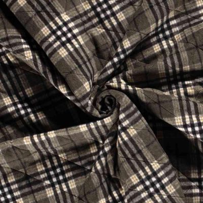 Tissu Jacquard Matelassé Micta Carreaux sur fond Gris foncé - Par 10 cm