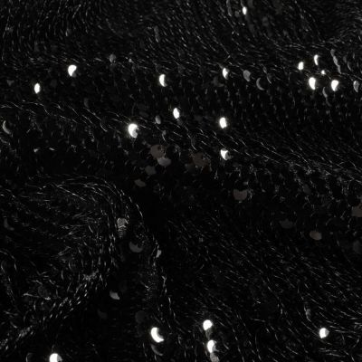 Tissu Sequins magique  Luxa extensible  sequins Noir sur fond Noir - Par 10 cm