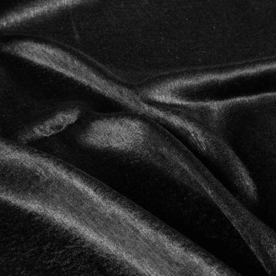 Tissu Satin Lamé uni Noir - Par 10 cm