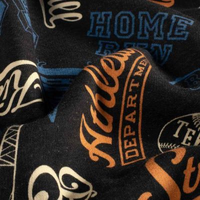 Tissu Sweat envers molletonné Maxime baseball sur fond Bleu marine - Par 10 cm