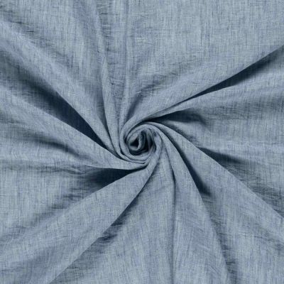 Tissu Polyester aspect Lin uni chiné Bleu denim - Par 10 cm