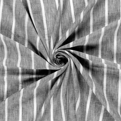 Tissu Polyester aspect Lin Rayures Anna sur fond Gris - Par 10 cm