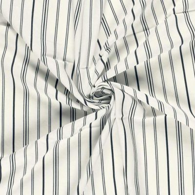 Tissu Lin Viscose Louis fines rayures Noir sur fond Ecru - Par 10 cm