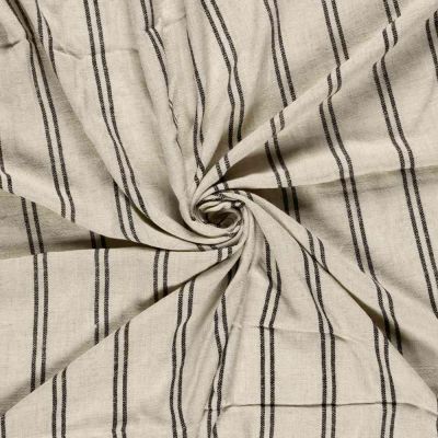 Tissu Lin Viscose Gustave rayures double sur fond Beige - Par 10 cm