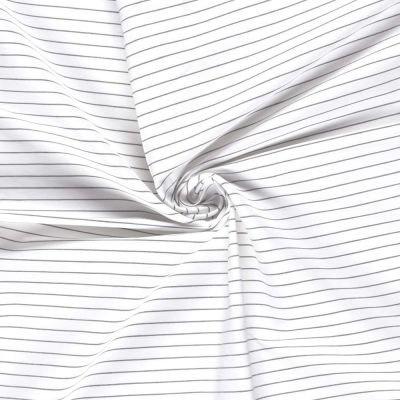 Tissu Bengaline de Viscose Lin Estelle fines rayures grises sur fond Blanc - Par 10 cm