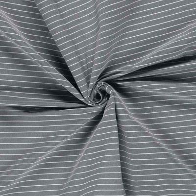 Tissu Bengaline de Viscose Lin Estelle fines rayures Blanche sur fond Gris - Par 10 cm