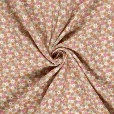 Tissu Double gaze de Coton Petites fleurs Lia sur fond Rose pâle - Par 10 cm