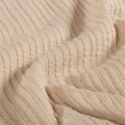 Tissu Jersey Bord Côte stretch Romy uni Beige - Par 10 cm