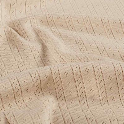 Tissu Jersey Coton ajouré Camille uni Beige - Par 10 cm