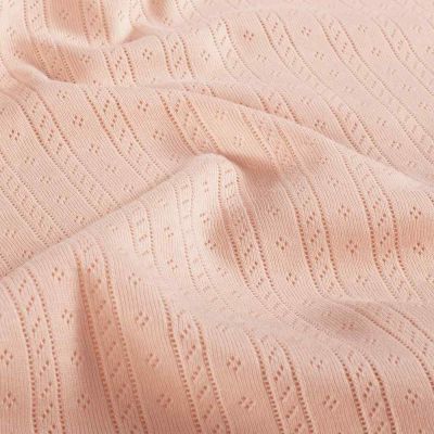 Tissu Jersey Coton ajouré Camille uni Saumon - Par 10 cm