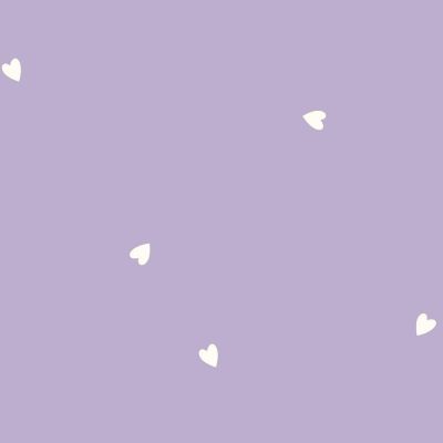 Tissu Popeline de Coton Celeste Petits coeurs blancs sur fond Lilas - Par 10 cm