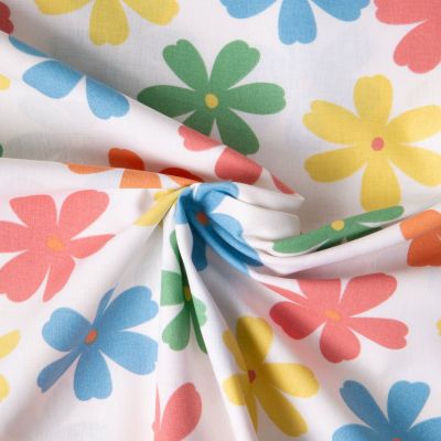 Tissu Coton imprimé Suzon fleurs Multicolores sur fond Ecru - Par 10 cm