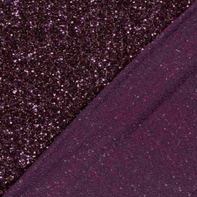 Tissu Sequins uni Prune - Par 10 cm