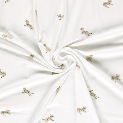 Tissu Jersey Coton imprimé Ethan petits léopards sur fond Ecru - Par 10 cm