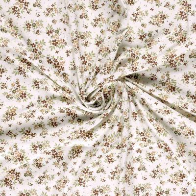 Tissu Jersey Coton imprimé Lou petites fleurs sur fond Ecru - Par 10 cm