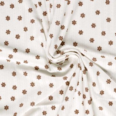 Tissu Jersey 100% Coton ajouré Baby petites fleurs sur fond Ecru - Par 10 cm