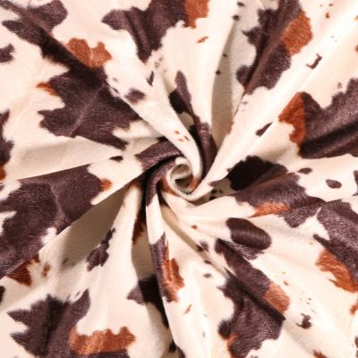 Tissu Velours Peau de bête Vache Ecru et Marron - Par 10 cm