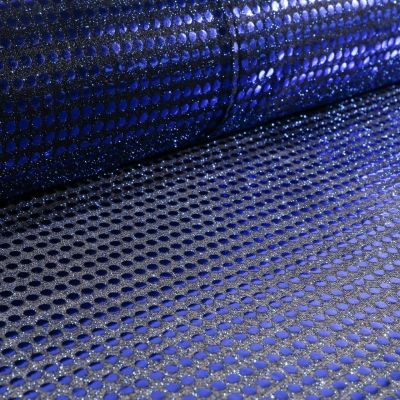 Tissu Jersey Paillettes Bleu Roi sur fond Noir - Par 10 cm