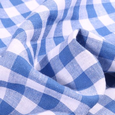 Tissu Vichy Grands carreaux 10 mm Bleu ancien - Par 10 cm