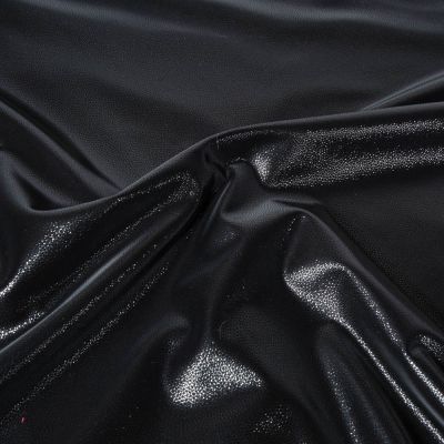 Tissu Simili cuir d&#039;habillement souple brillant uni Noir - Par 10 cm