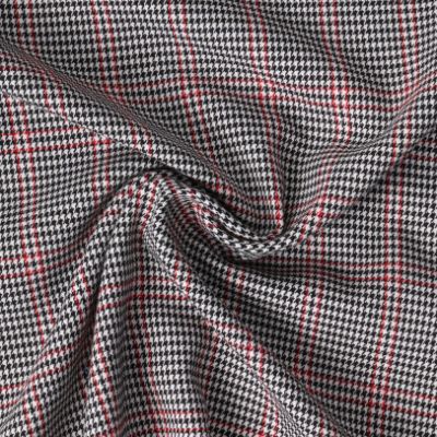 Tissu Tartan Carreaux noirs et rouges sur fond Noir - Par 10 cm